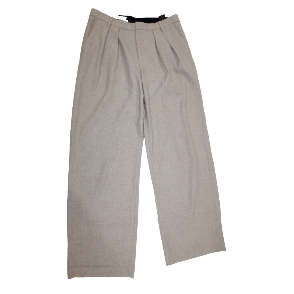 Filippa K Sidney Slacks Beige Pleated Wide Leg Trousers Viscose Wool Blend M